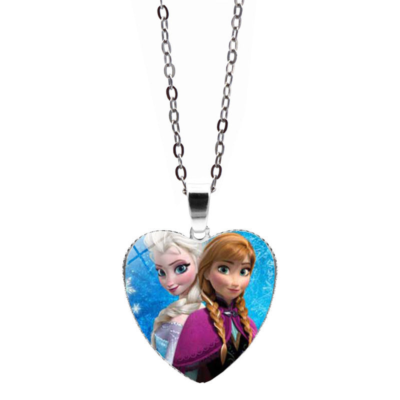 Women's & Children's Cartoon Princess Elsa Heart-shaped For Mermaid Necklaces