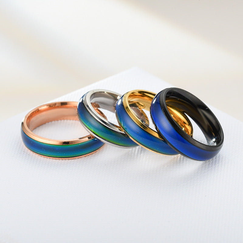Mood Temperature Change Wide Couple Control Color Female Gift Rings