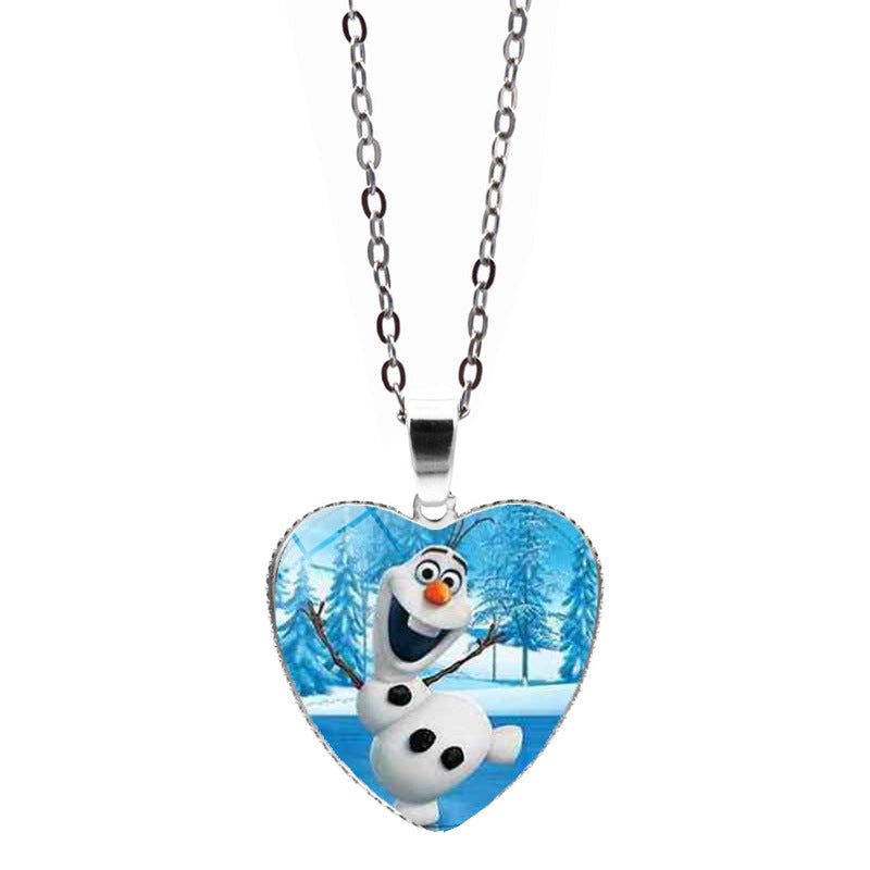Women's & Children's Cartoon Princess Elsa Heart-shaped For Mermaid Necklaces