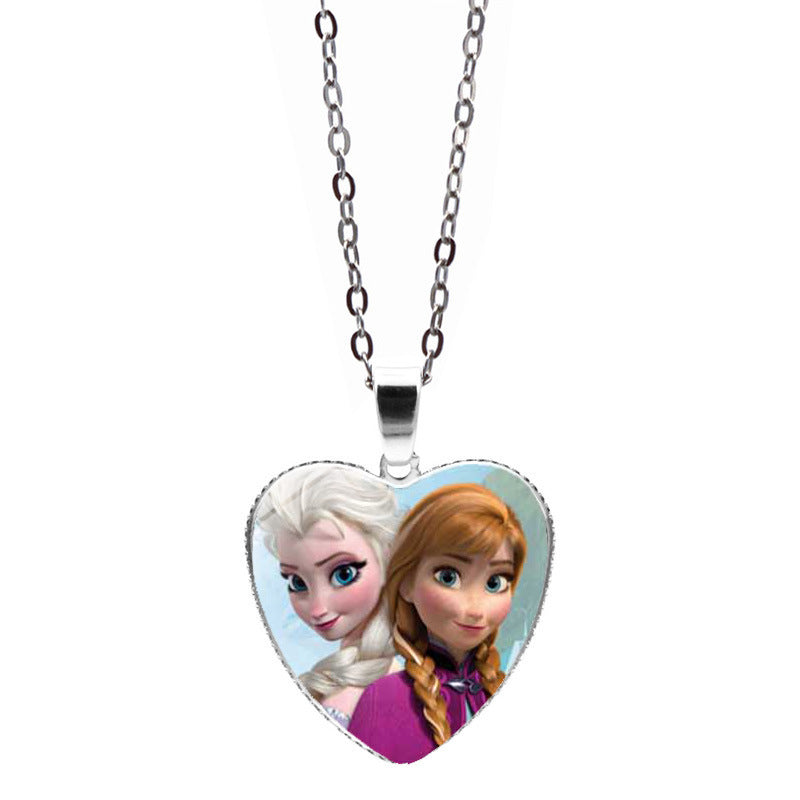 Women's & Children's Cartoon Princess Elsa Heart-shaped For Mermaid Necklaces