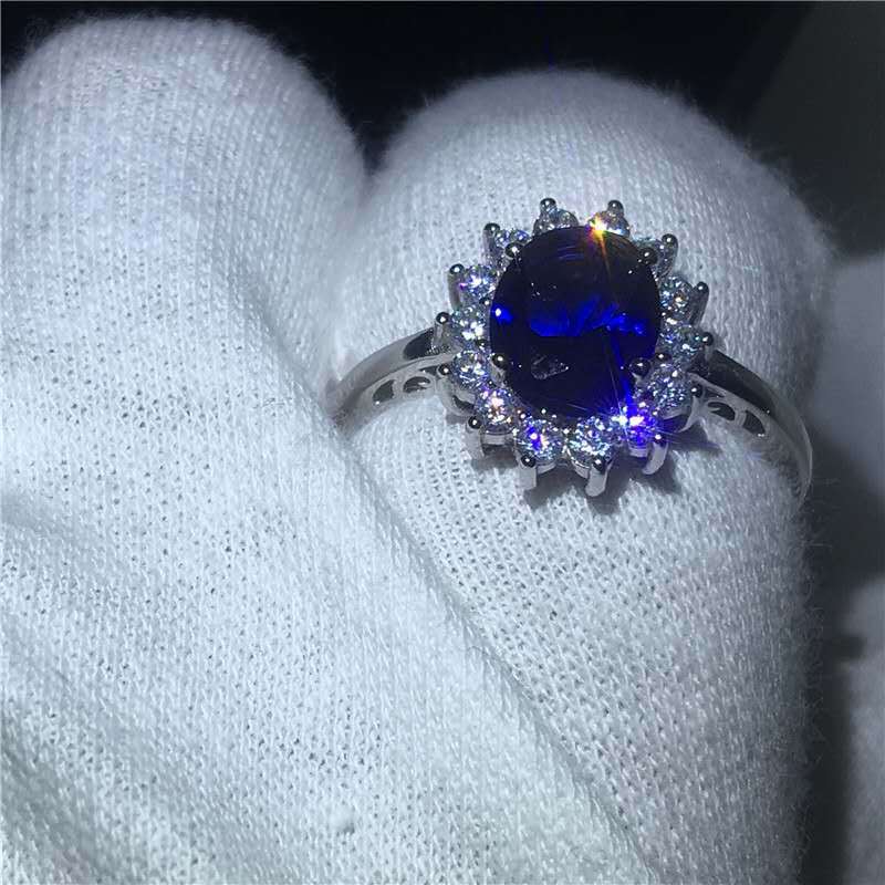 Fashion Blue Zircon Gemstone Female Luxury Rings