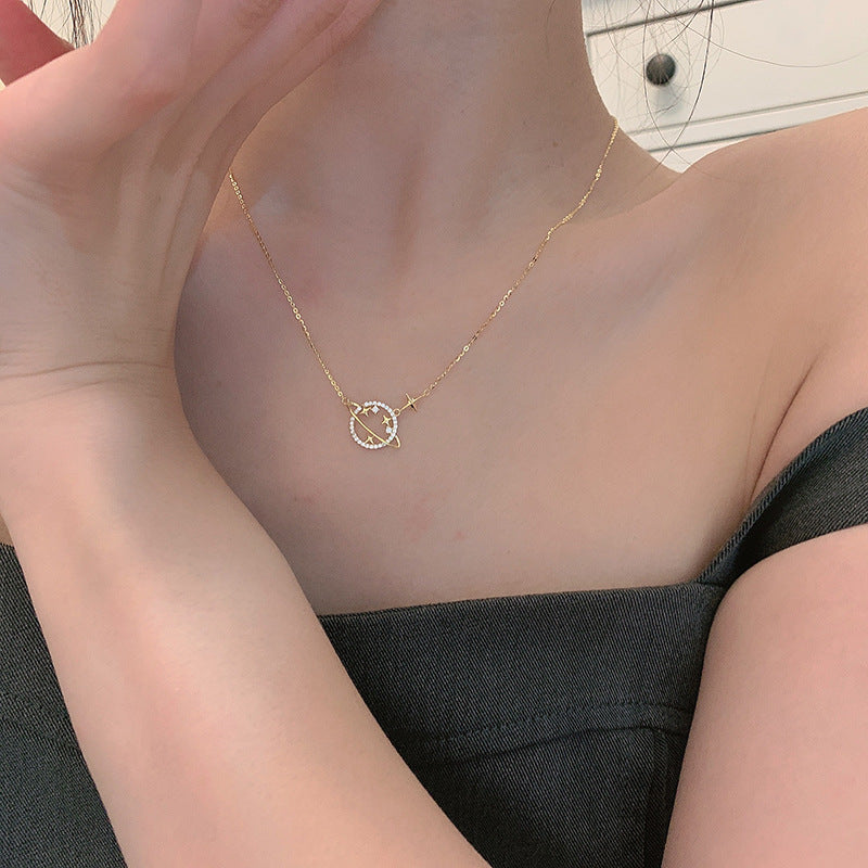 Planet Zircon Micro Diamond Female Clavicle Necklaces