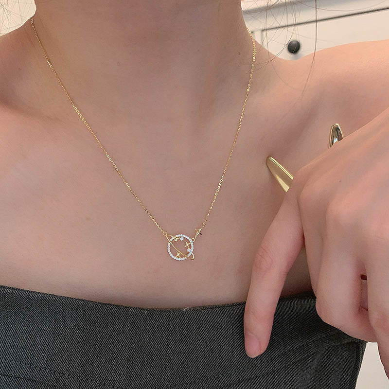 Planet Zircon Micro Diamond Female Clavicle Necklaces