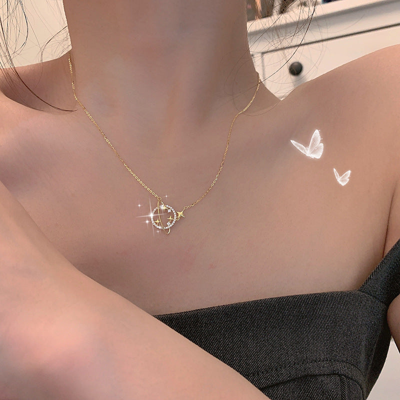Planet Zircon Micro Diamond Female Clavicle Necklaces