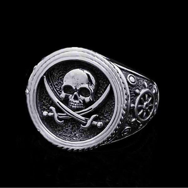 Men's Creative Skull Style Motorcycle Pirate Two-color Rings