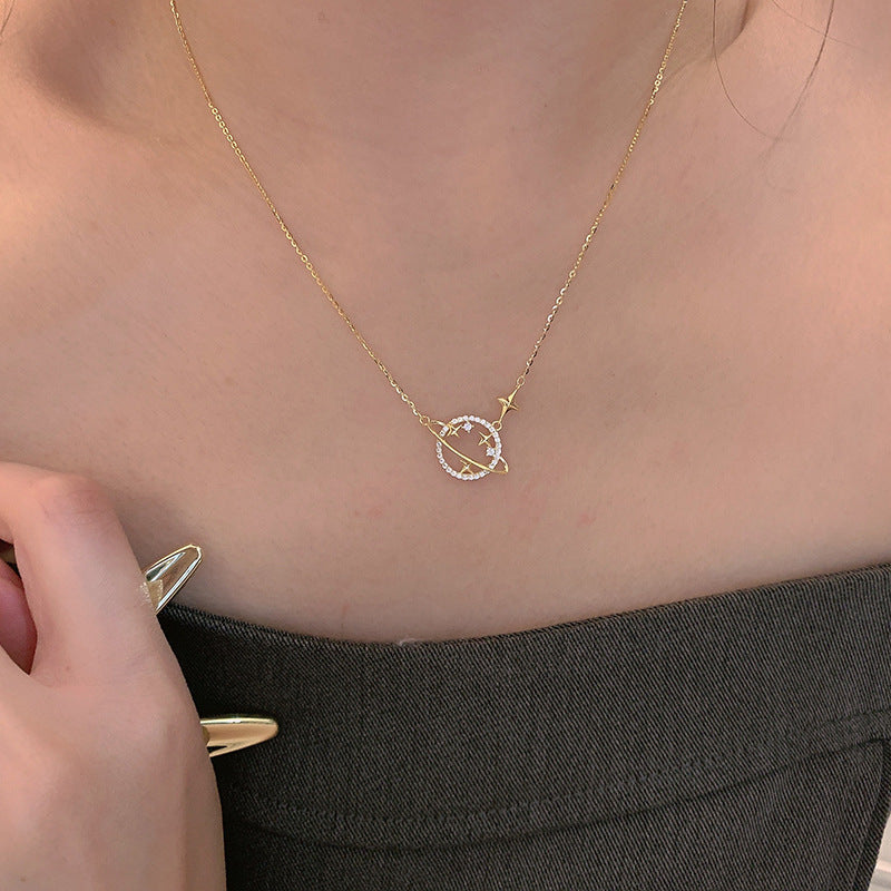 Planet Zircon Micro Diamond Female Clavicle Necklaces