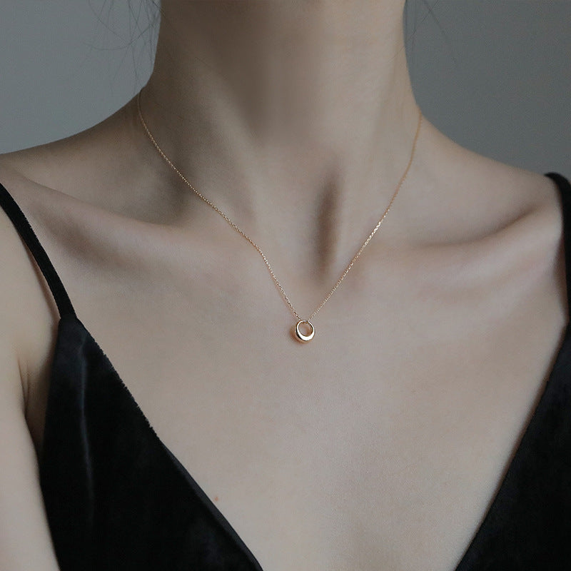 Women's Sier Retro Geometric Circle Clavicle Chain Necklaces
