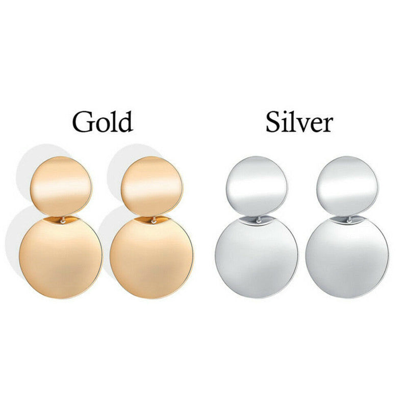 Women's Retro Metal Wafer Ear Geometric Round Earrings