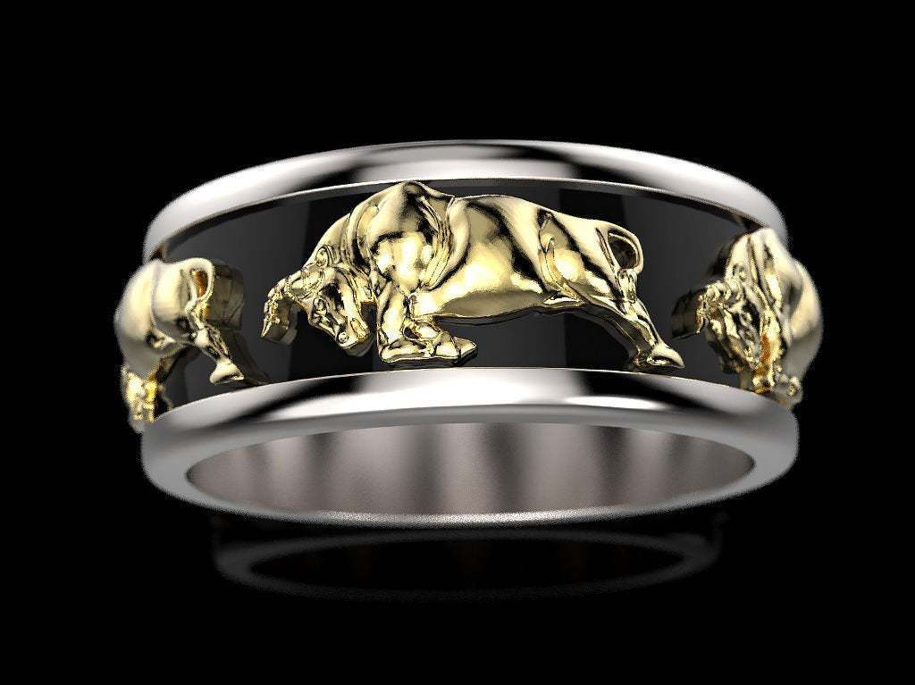 Women's & Men's Taurus Egyptian Two-color Electroplating Epoxy Engagement Rings