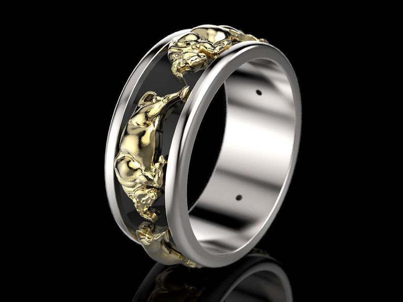 Women's & Men's Taurus Egyptian Two-color Electroplating Epoxy Engagement Rings