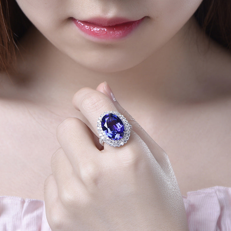 Blue Tanzanite Color Ruby Open Female Rings