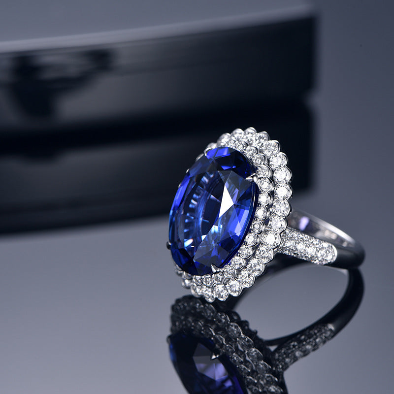 Blue Tanzanite Color Ruby Open Female Rings