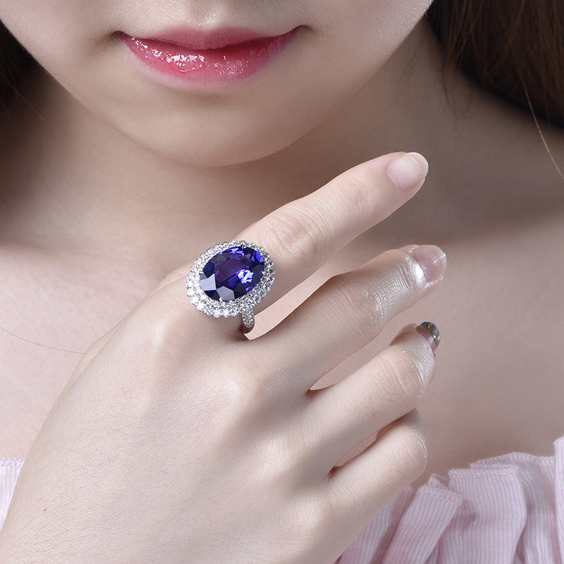 Blue Tanzanite Color Ruby Open Female Rings