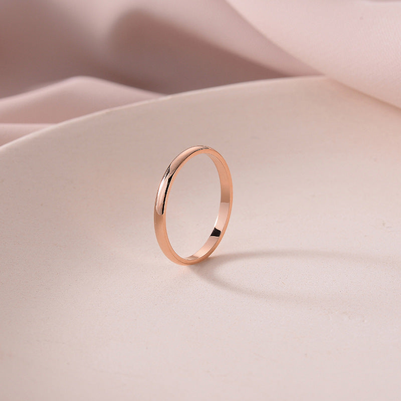 Glossy Stainless Steel Simple Fashionable Rose Rings