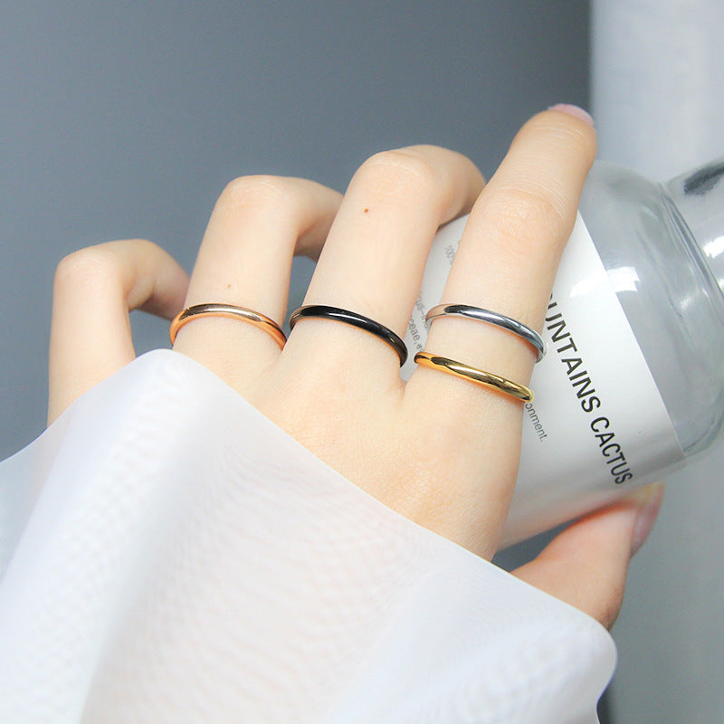 Glossy Stainless Steel Simple Fashionable Rose Rings