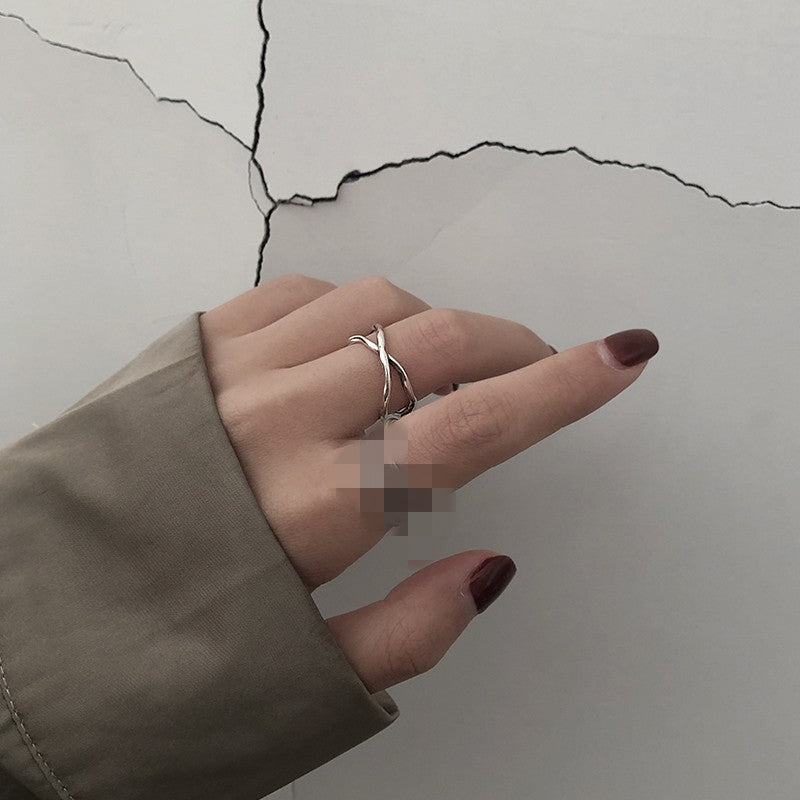 Women's Sterling Sier Geometric Cross Open Index Finger Fashion Rings