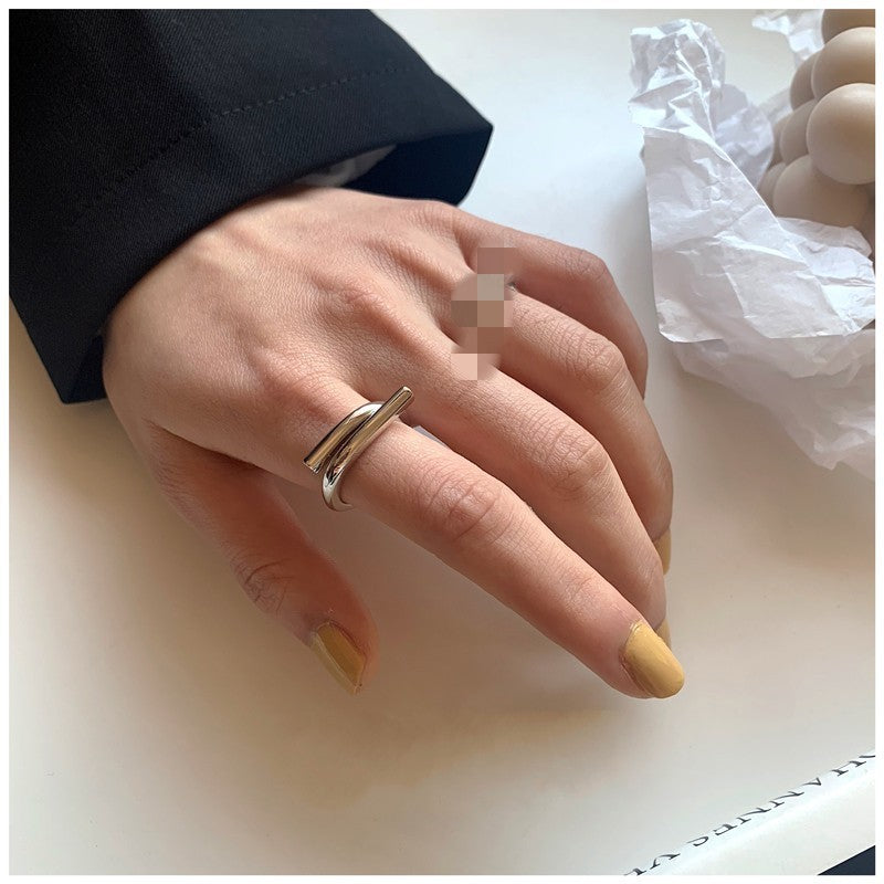 Women's Sterling Sier Geometric Cross Open Index Finger Fashion Rings