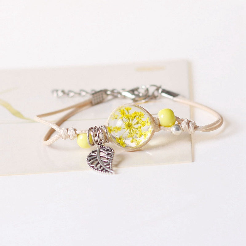Women's Dried Flower Woven Jewelry Adjustable Small Ethnic Bracelets