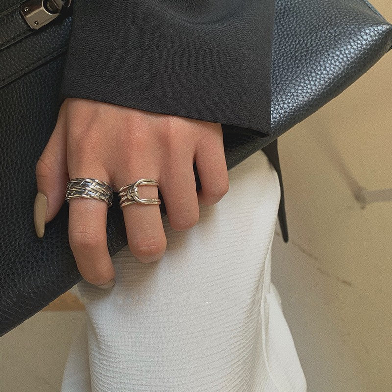 Women's Sterling Sier Geometric Cross Open Index Finger Fashion Rings