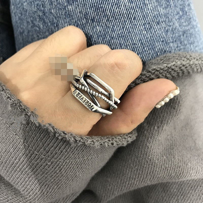 Women's Sterling Sier Geometric Cross Open Index Finger Fashion Rings