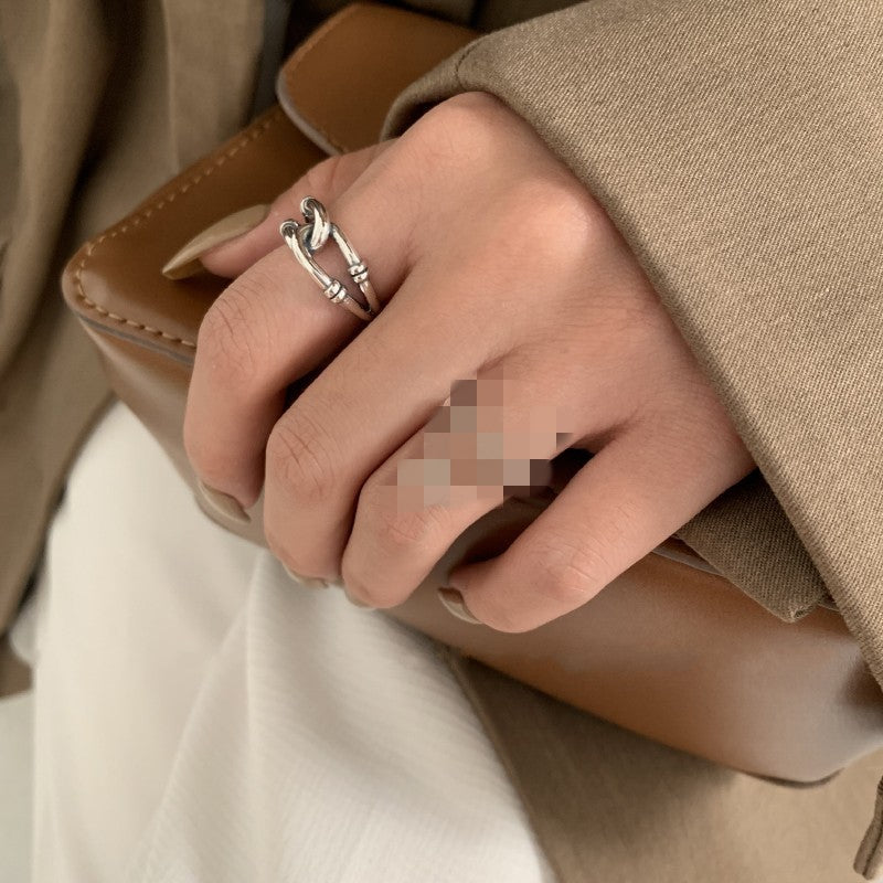 Women's Sterling Sier Geometric Cross Open Index Finger Fashion Rings