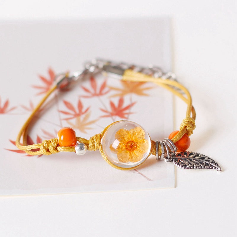 Women's Dried Flower Woven Jewelry Adjustable Small Ethnic Bracelets