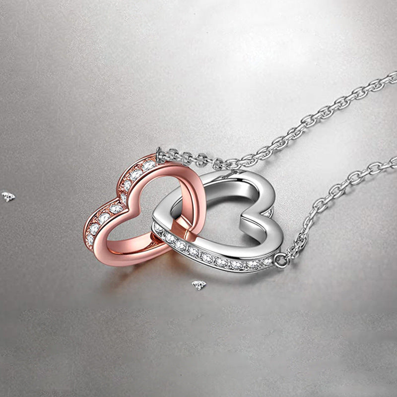 Women's Sier Color Separation Heart Buckle Trendy Necklaces