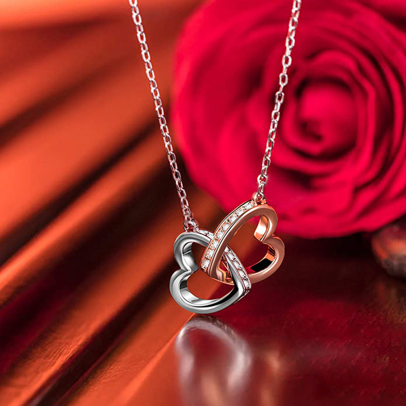 Women's Sier Color Separation Heart Buckle Trendy Necklaces