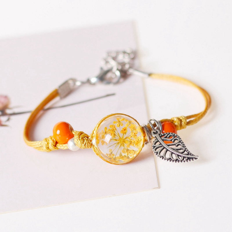 Women's Dried Flower Woven Jewelry Adjustable Small Ethnic Bracelets