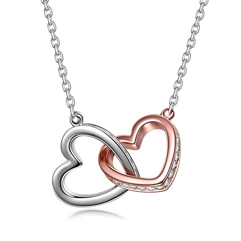 Women's Sier Color Separation Heart Buckle Trendy Necklaces