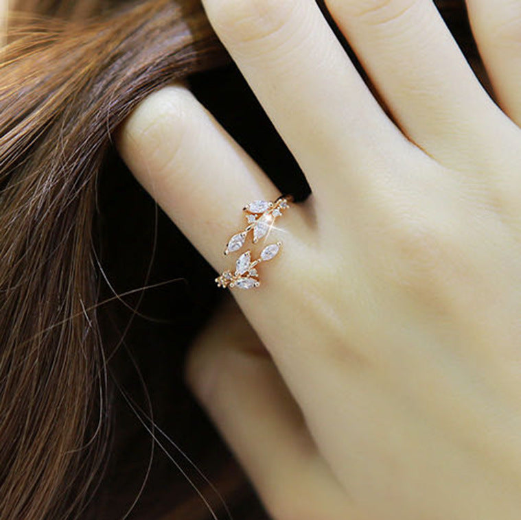 Women's Leaves Open Fashion Shin Lee Sung Rings