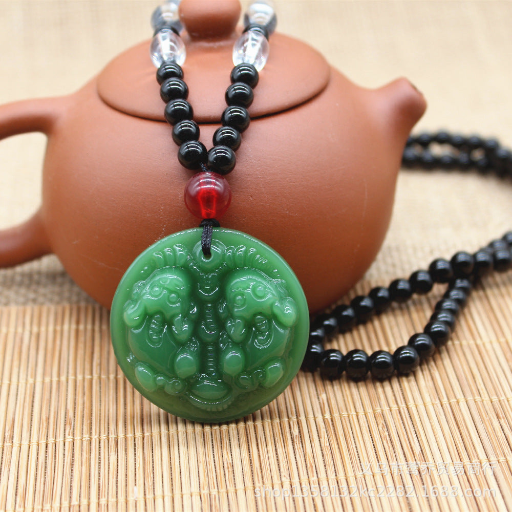 Style Imitation Jade Vintage Dragon Chic Sweater Chain Car Pendants