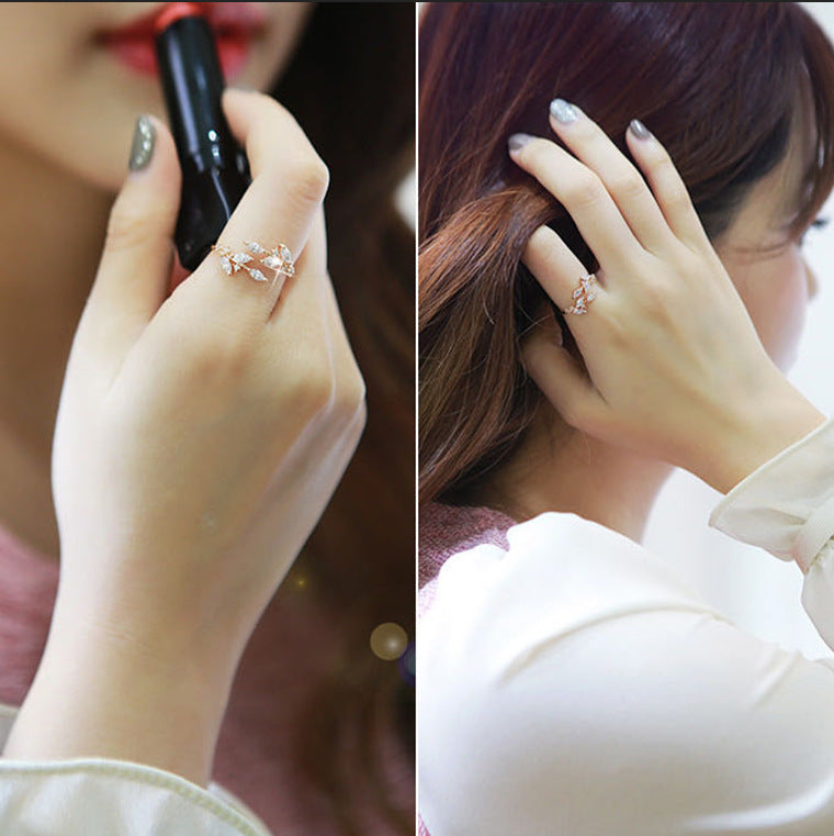Women's Leaves Open Fashion Shin Lee Sung Rings