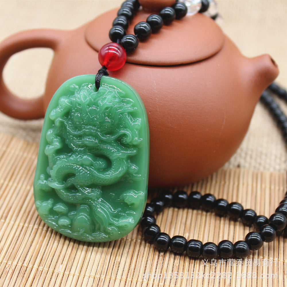 Style Imitation Jade Vintage Dragon Chic Sweater Chain Car Pendants