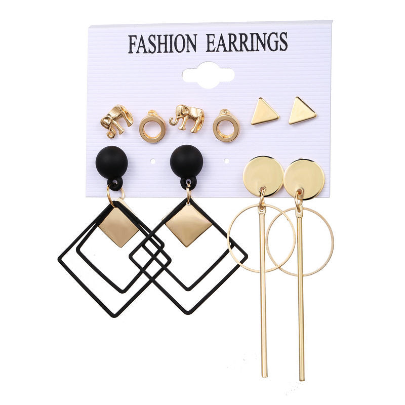 Suit Pair Creative Simple Diamond Geometric Earrings