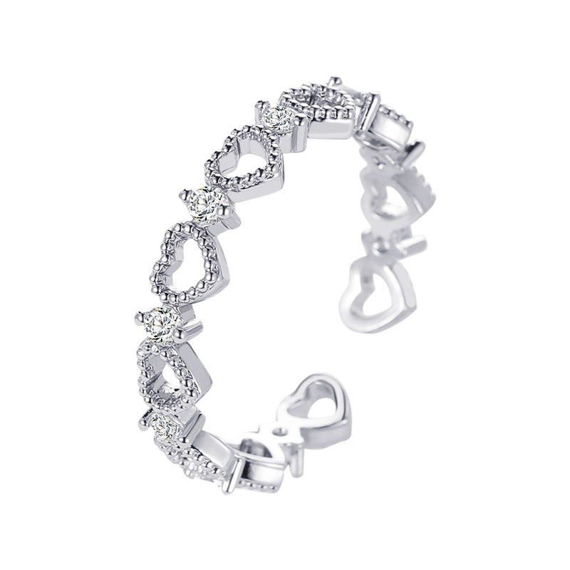 Children's Heart-shaped Light Extravagant Love Heart Open Personality Fashion Design Rings