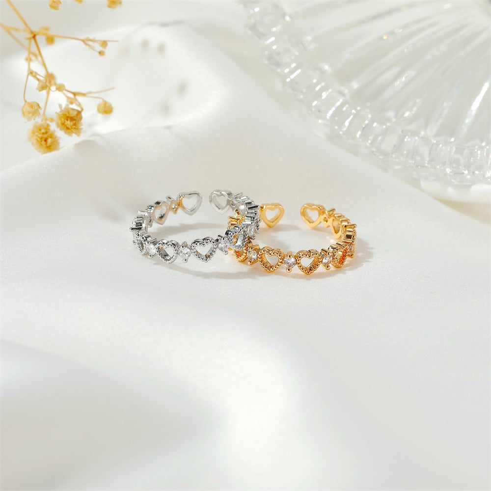 Children's Heart-shaped Light Extravagant Love Heart Open Personality Fashion Design Rings