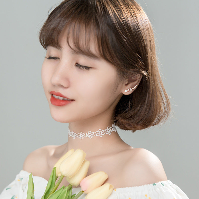 Women's Love Lodge Sier Korean Summer Sweet Earrings