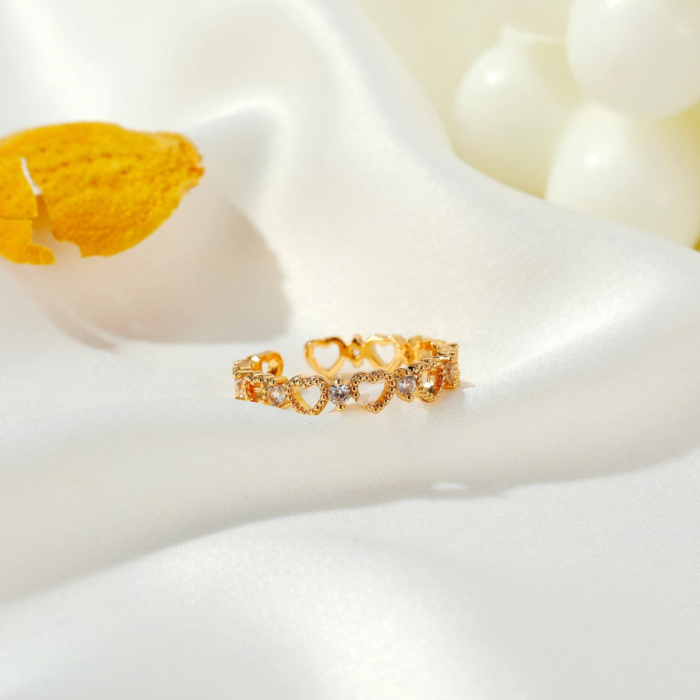 Children's Heart-shaped Light Extravagant Love Heart Open Personality Fashion Design Rings
