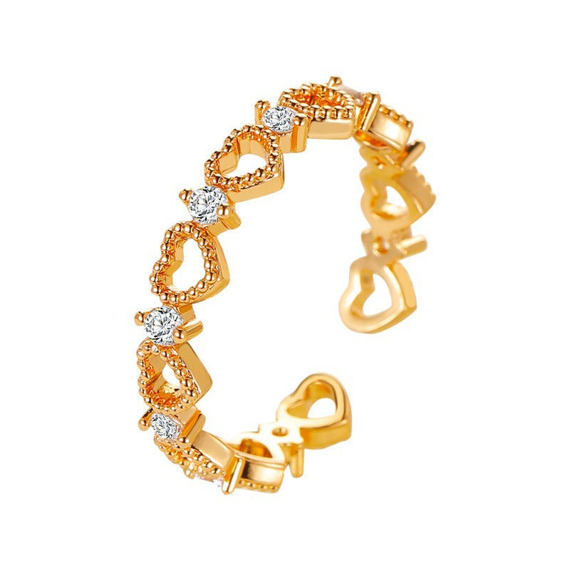 Children's Heart-shaped Light Extravagant Love Heart Open Personality Fashion Design Rings