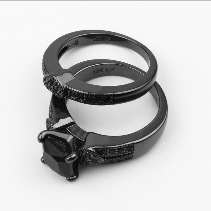 Accessories Popular Double Row Black Diamond Rings