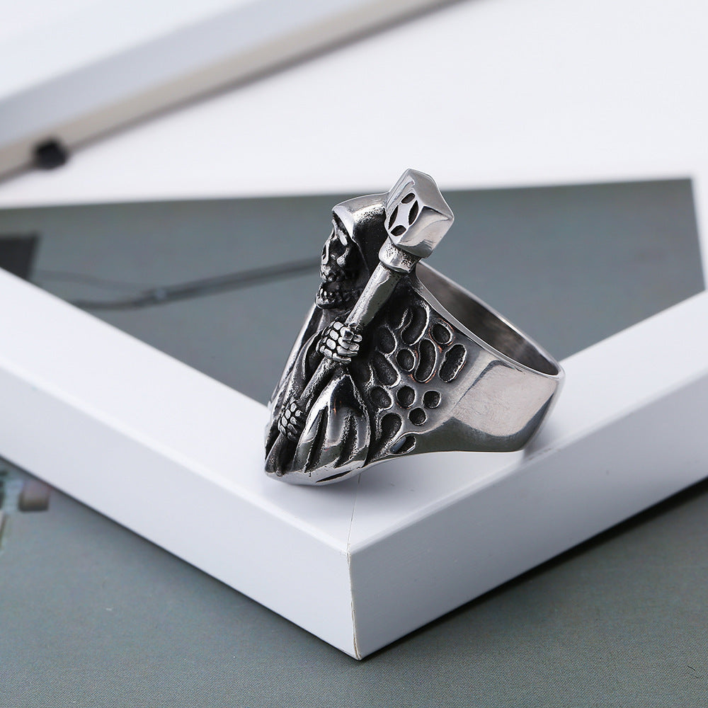 Men's Retro Imitation Titanium Steel Death Sickle Rings