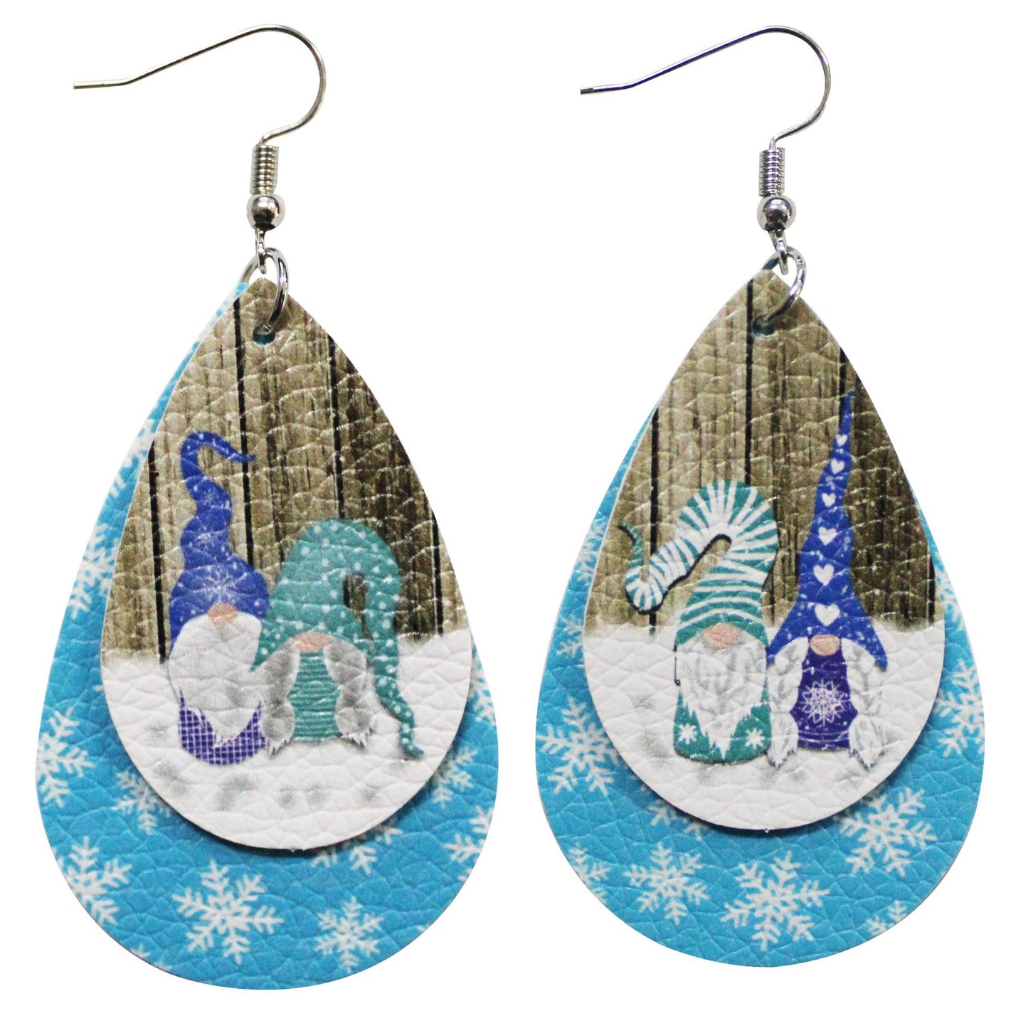 Santa Claus Ornament Water Drop Leather Earrings