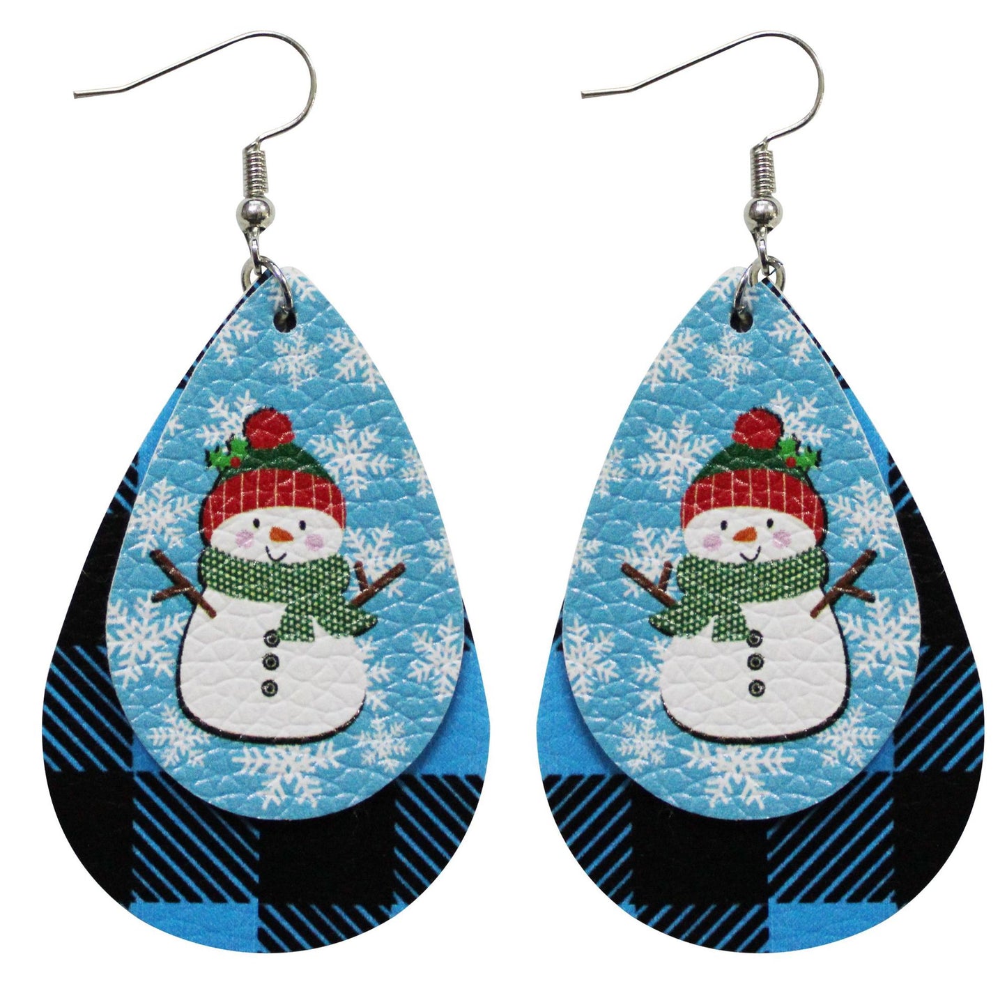 Santa Claus Ornament Water Drop Leather Earrings