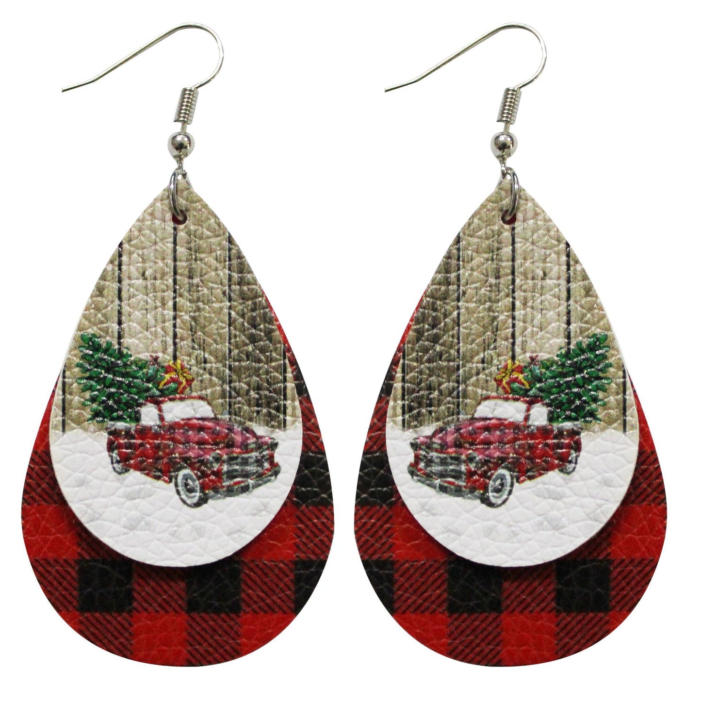 Santa Claus Ornament Water Drop Leather Earrings