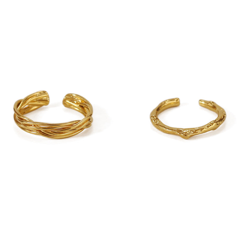 Simple Metal Line Winding Niche Bag Rings