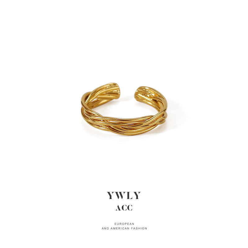 Simple Metal Line Winding Niche Bag Rings