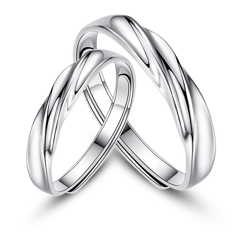 Women's & Men's Glossy Wavy Couple Long-distance Love Valentine's Day Gifts For Rings