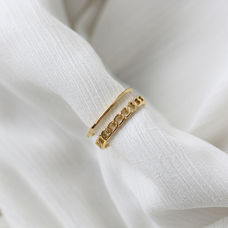 Women's Chain Hollow Line Wide Titanium Steel Rings