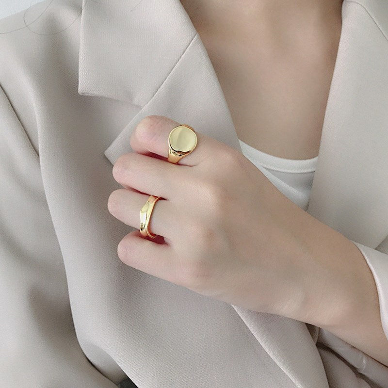 Fashion Geometric Round Female Irregular Light Concave Rings